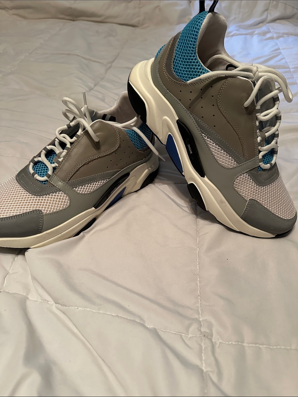 Dior Men's Gray White Blue Athletic Sneakers - Picture 1 of 5